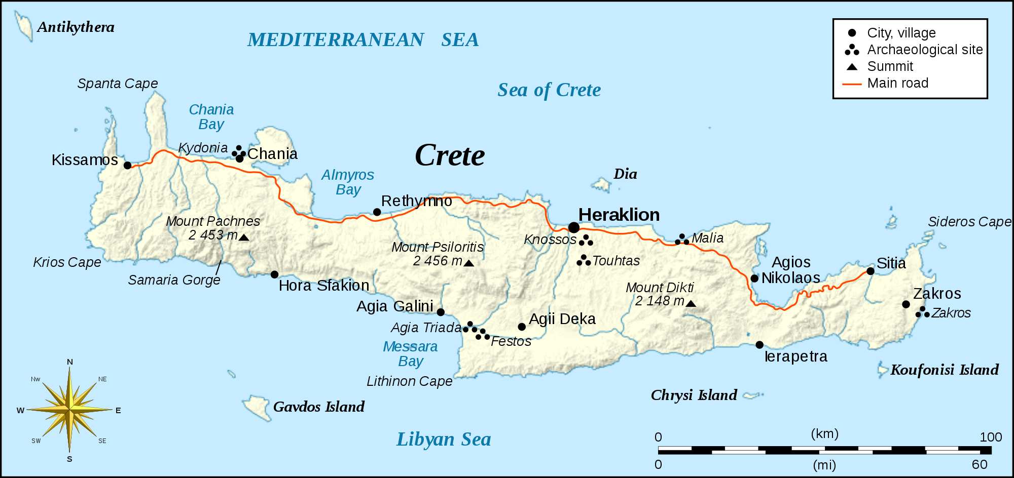 Map of Crete island - Greece VIP services